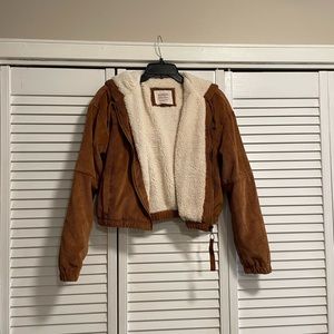 Orange corduroy jacket with faux fur lining!
